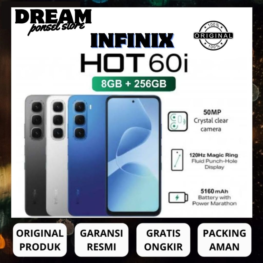 Ready INFINIX HOT60i 8/256gb NFC 120Hz Punch Hole Display Garansi Resmi
