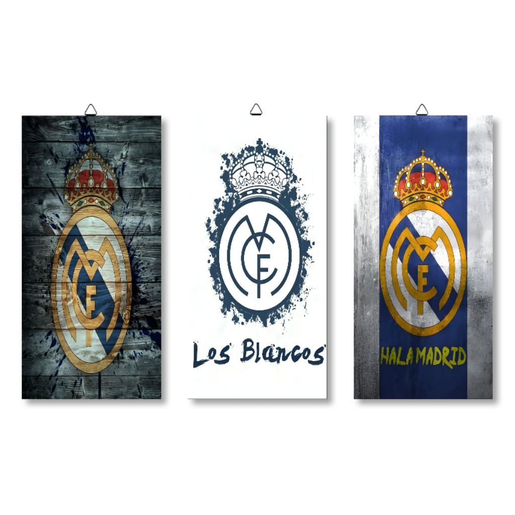 Poster Real Madrid Wall Decor Madrid Hiasan Dinding Kayu Pajangan Bola