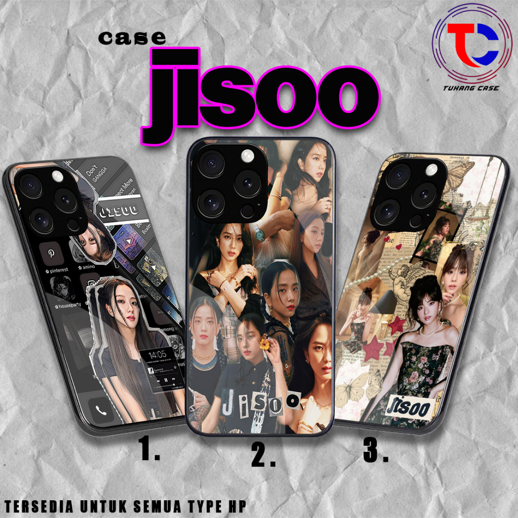 Softcase Glass Jisoo  - Softcase Glossy - Softcase Kaca  Iphone samsung xiaomi redmi oppo itel vivo 