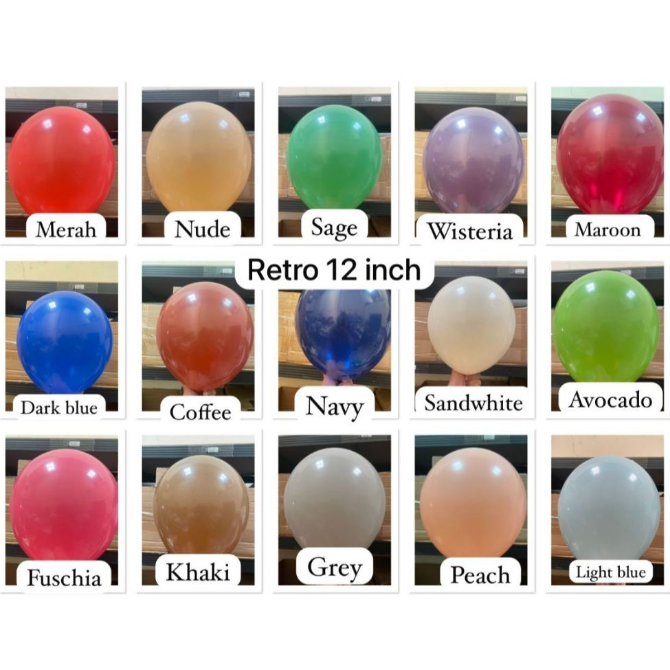 Balon Latex Retro Vintage Perpack Isi 100 / Balon Latex Retro 12inch