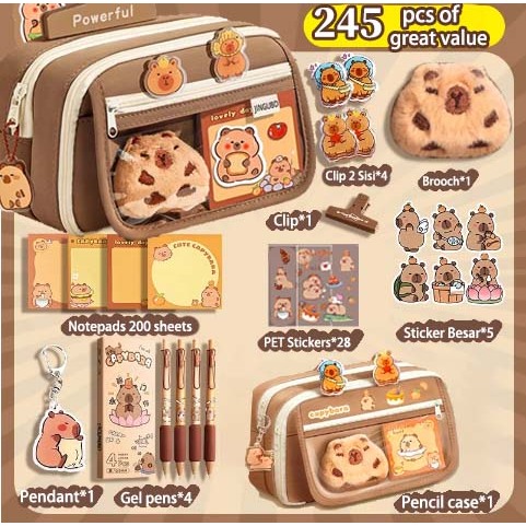 

Capybara Tempat alat tulis kotak pensil aesthetic Tas PenaTempat Pencil Tas Pensil kapasitas besar