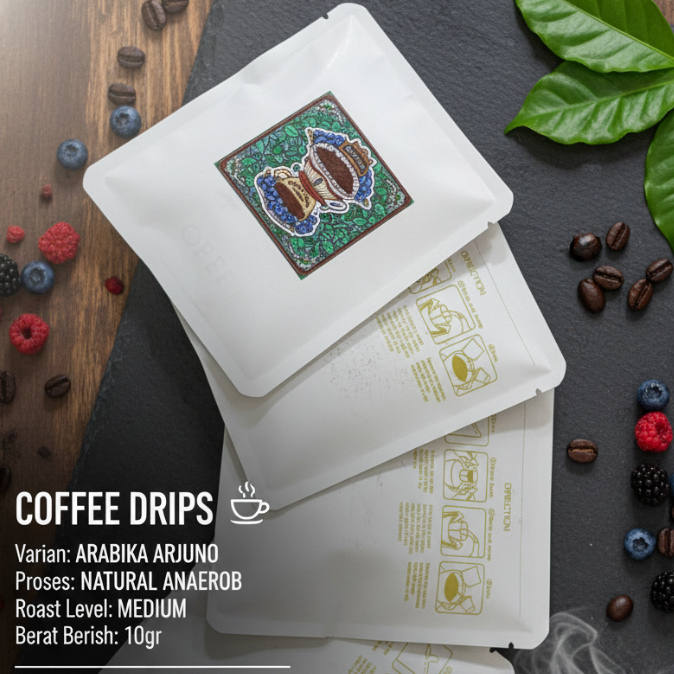 

Kafi Kopi Drip Bag Coffee - Arabika Arjuno Anaerob 10g Siap Seduh