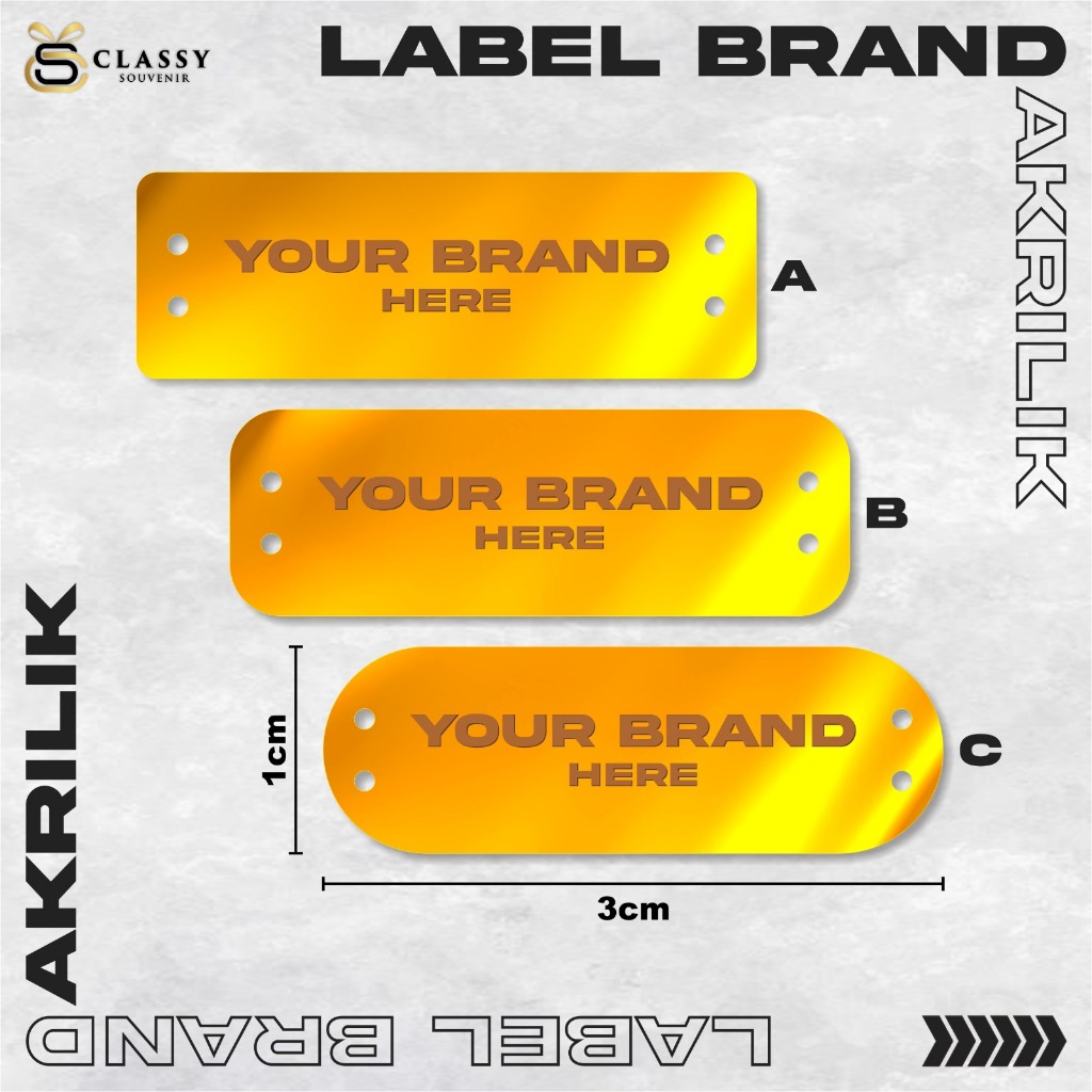 

LABEL AKRILIK GOLD CUSTOM - LABEL NAMA BAJU HIJAB KERUDUNG AKRILIK