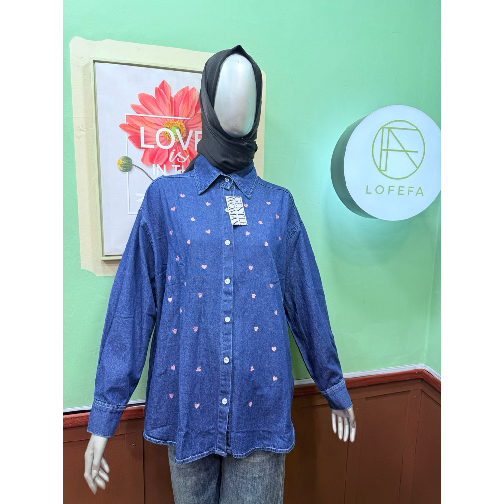 kemeja denim / kemeja soft denim / kemeja denim bordir