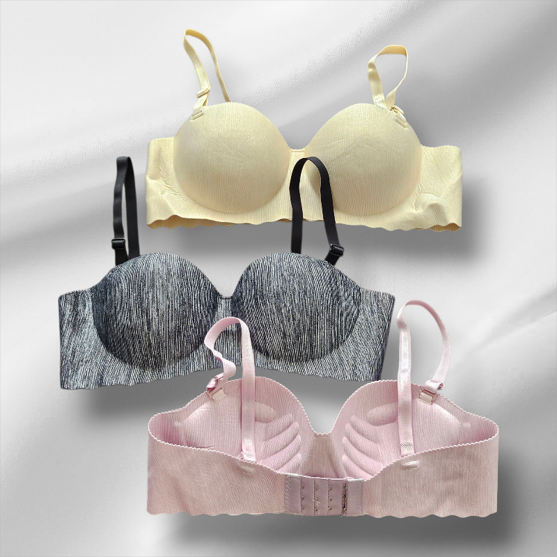 Bra Wanita Busa Tebal Tanpa Kawat 34-40 Kait 3 Nylon Lembut
