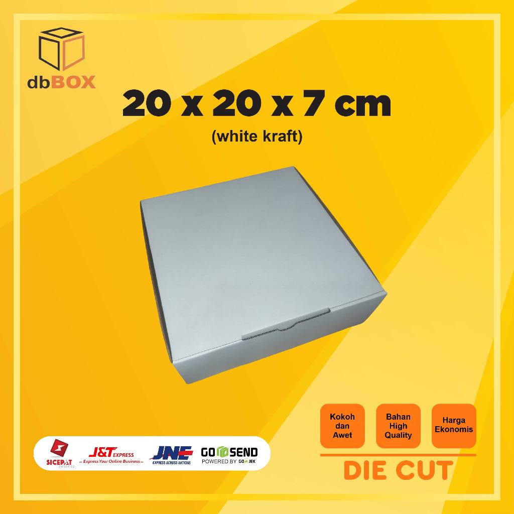 

Kardus WHITE KRAFT 20x20x7 cm | Box Die Cut dan Easy Usage | Box Snack & Aksesoris