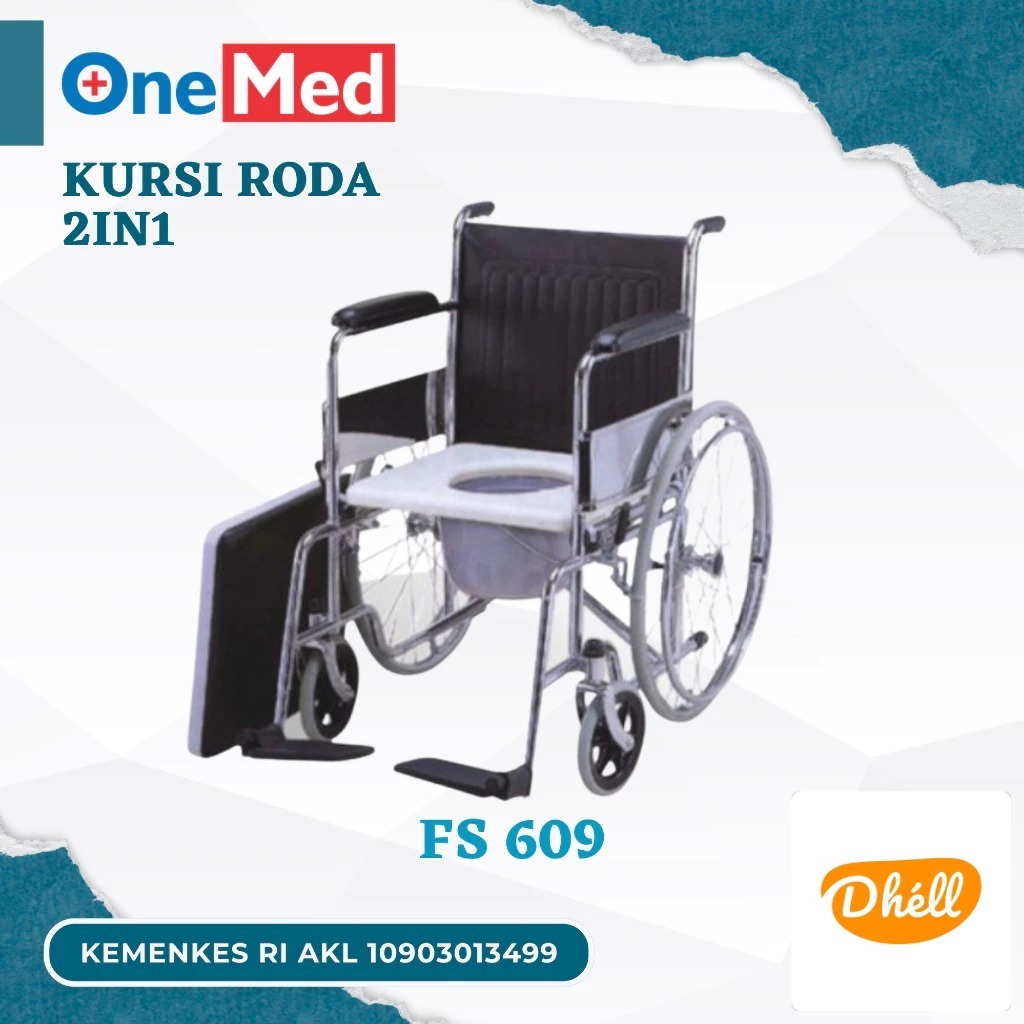Onemed Kursi Roda + Commode Chair FS609 / Kursi Roda 2in1 Bab Wheel Chair Commode