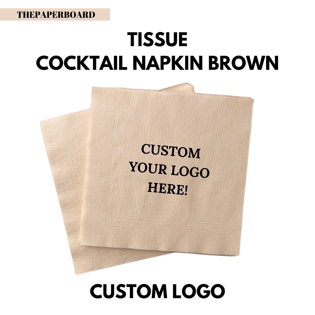 Tissue Cocktail Napkin Brown - Custom Logo