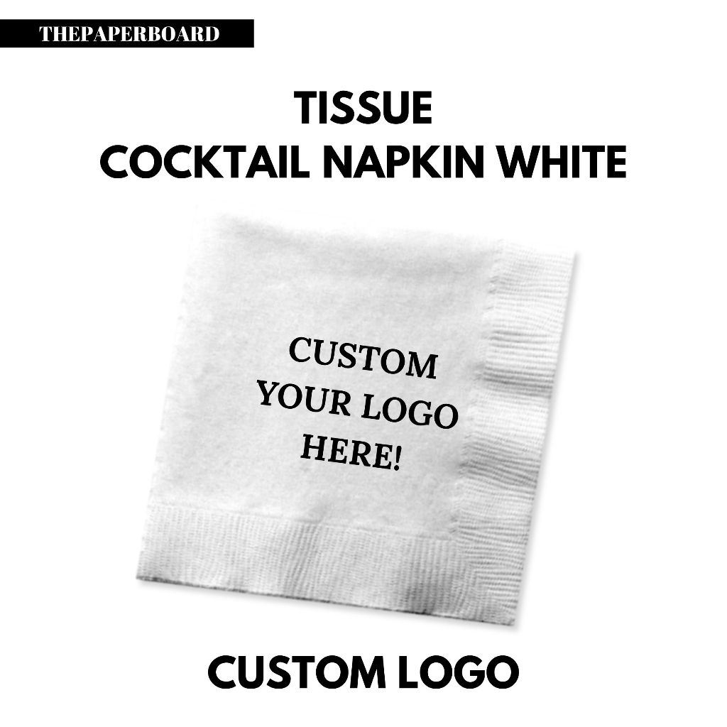 Tissue Cocktail Napkin White - Custom Logo