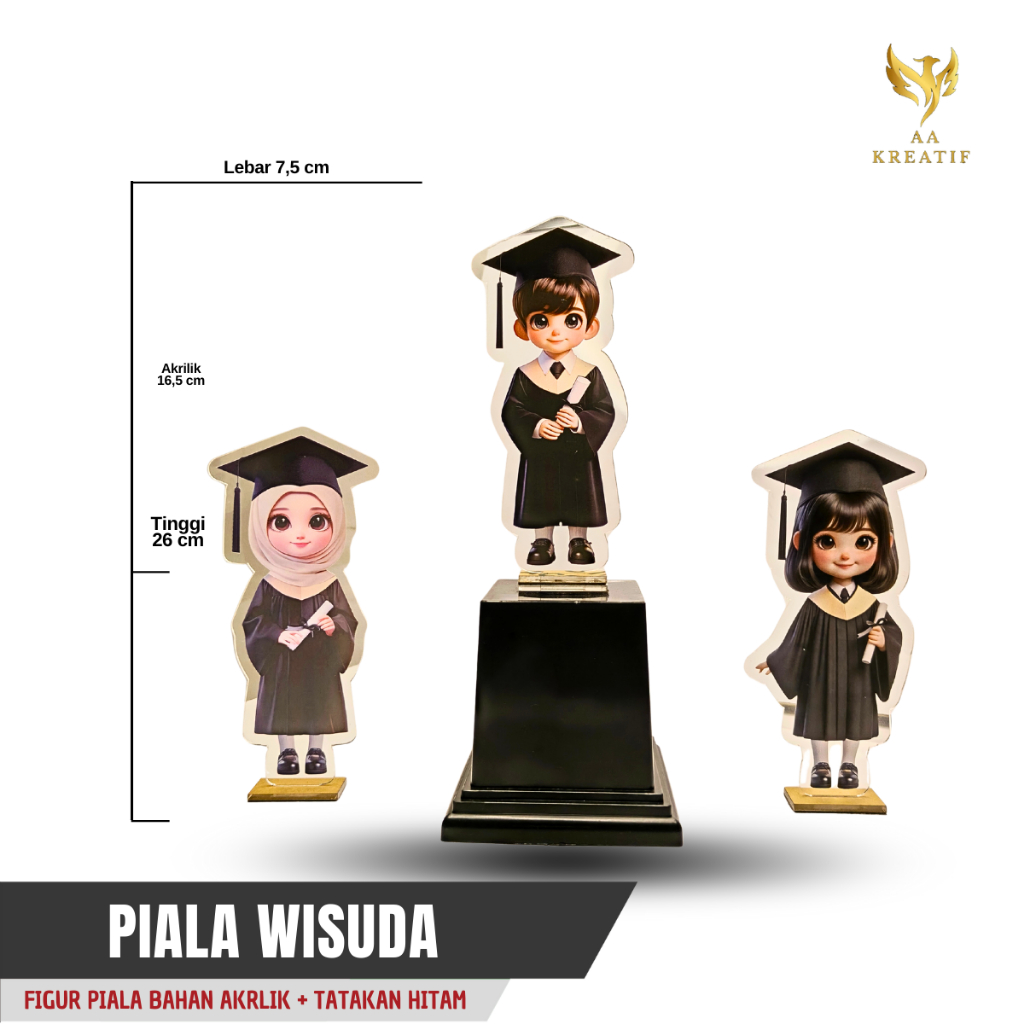 Piala Wisuda Perpisahan Anak Sekolah Paud TK SD Plakat Boneka Akrilik Souvenir Hadiah Kenangan