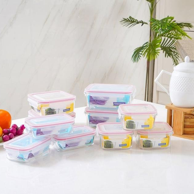 Glasslock Set 10 Pcs Retro Wadah Makanan - Merah