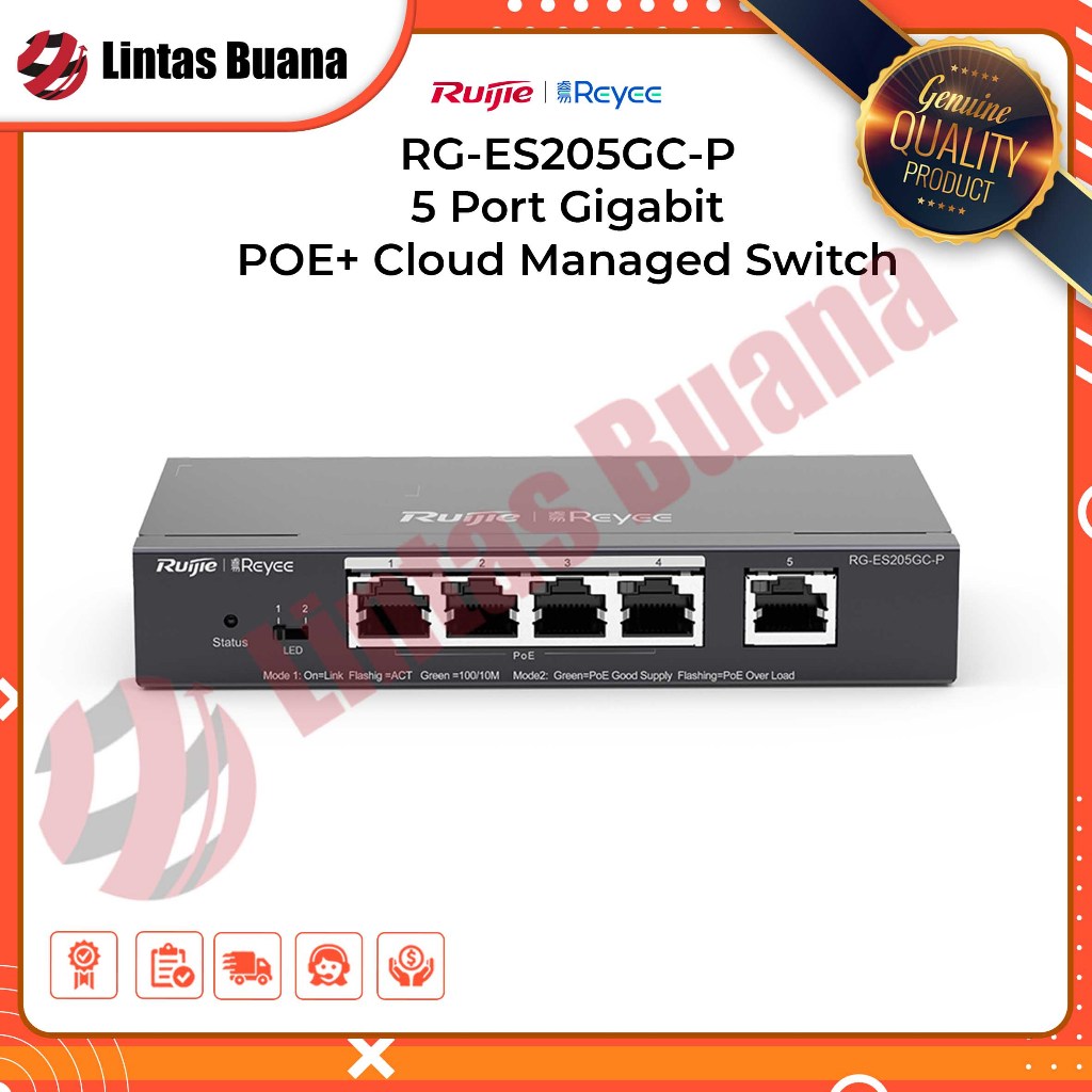 Switch managed RG-ES205GC-P 5 Port Gigabit PoE