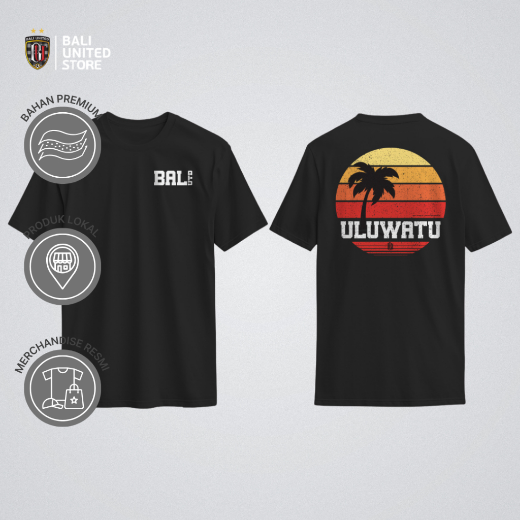 Bali United Uluwatu Beach T-shirt  - Kaos Sporty Resmi Bali Tee Series Combed Hitam Fit Nyaman