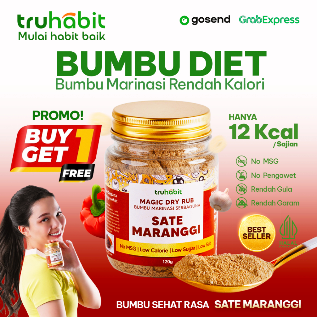 

(PROMO B1G1) - TRUHABIT, Dry Rub Sate Maranggi | Bumbu Diet | Bumbu Instan | Dry Rub Bumbu Marinasi Ayam & Daging Diet | Bumbu Dapur Bubuk Lengkap Tanpa MSG & Pengawet | Rendah Kalori