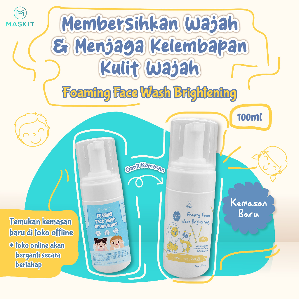 Maskit Kids & Baby Foaming Face Wash Brightening - Sabun Cuci Muka Wajah Foam Anak Bayi Mencerahkan