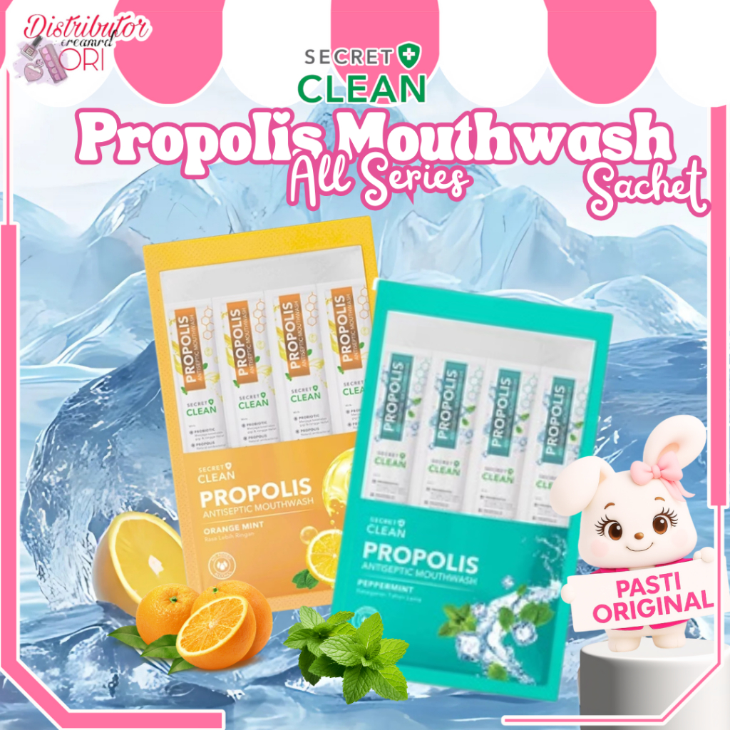 Secret Clean Propolis Mouthwash Sachet Peppermint | Orange Mint | 10ml x 6 sachet | Distributor Crea