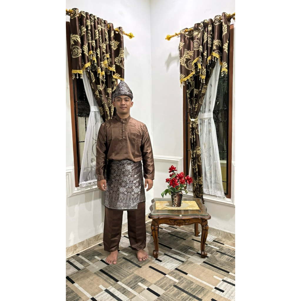 Baju Setelan Melayu Lengkap Rumpak & Tanjak Palembang