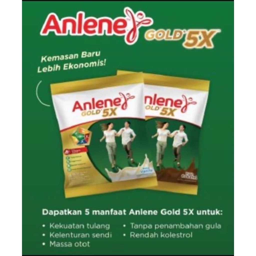 

SUSU ANLENE GOLD/COKLAT/VANILA/HABATASAUDA kemasan Renceng