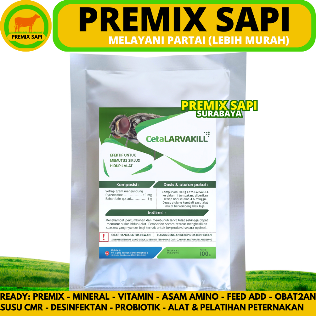 CETA LARVAKILL 100 GRAM - Cyromazine Obat Pembasmi Lalat & larva Lalat Kandang Ayam Sapi Kambing Bab