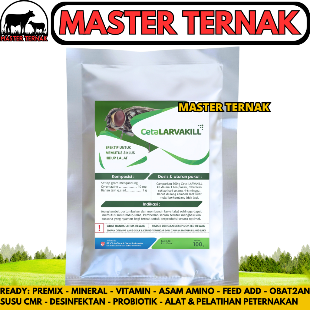 CETA LARVAKILL 100 GRAM - Cyromazine Obat Pembasmi Lalat & larva Lalat Kandang Ayam Sapi Kambing Bab