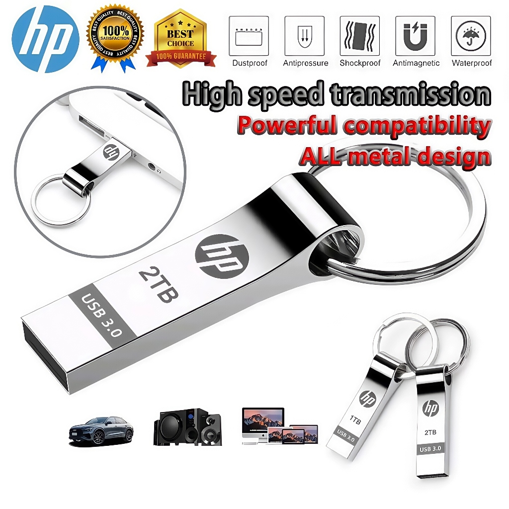 Flashdisk HP 2TB/1TB Flash Drive Metal Waterproof High Speed U Disk Flash Drive