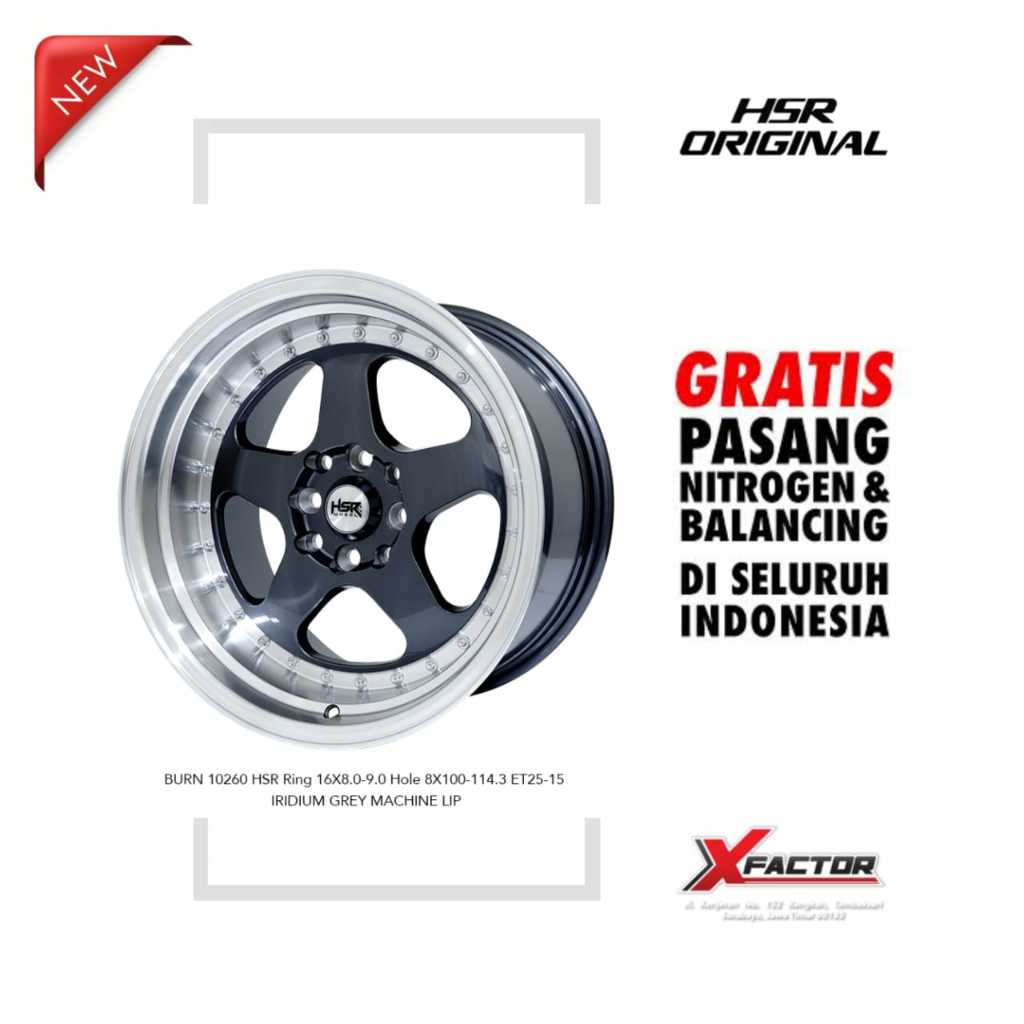 VELG MOBIL R16 HSR BURN HSR R16X8/9 H 4X100 - 4X114,3 ET25/15 IRIDIUM GREY MACHINE LIP