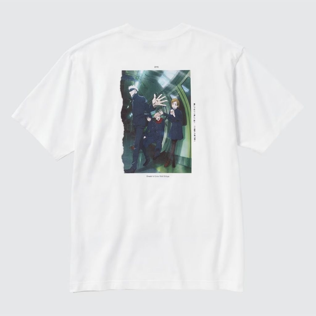 Tshirt Uniqlo x Jujutsu Kaisen (Shibuya Tokyo) | UT Jujutsu Kaisen Kaos Lengan Pendek - Putih