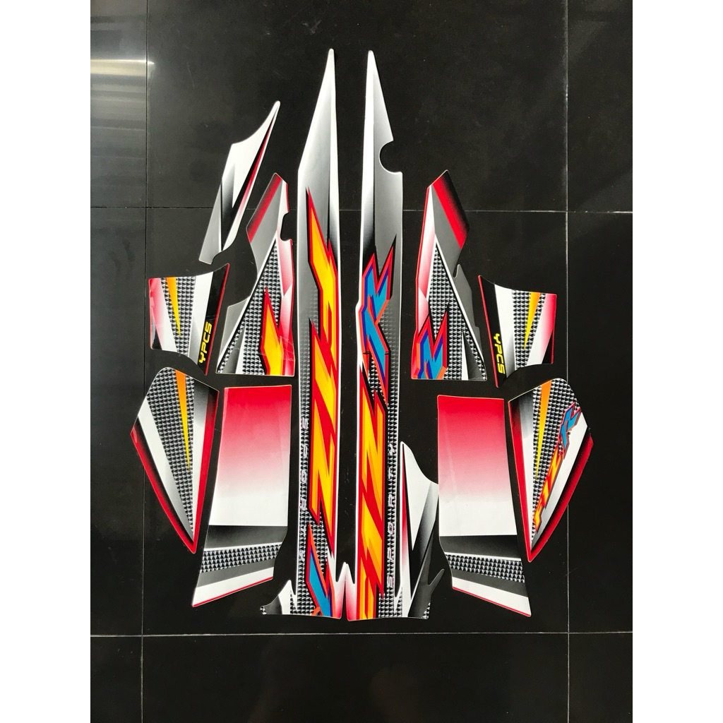 STRIPING STIKER FIZ R FULL CLUTCH 2004 PUTIH MERAH