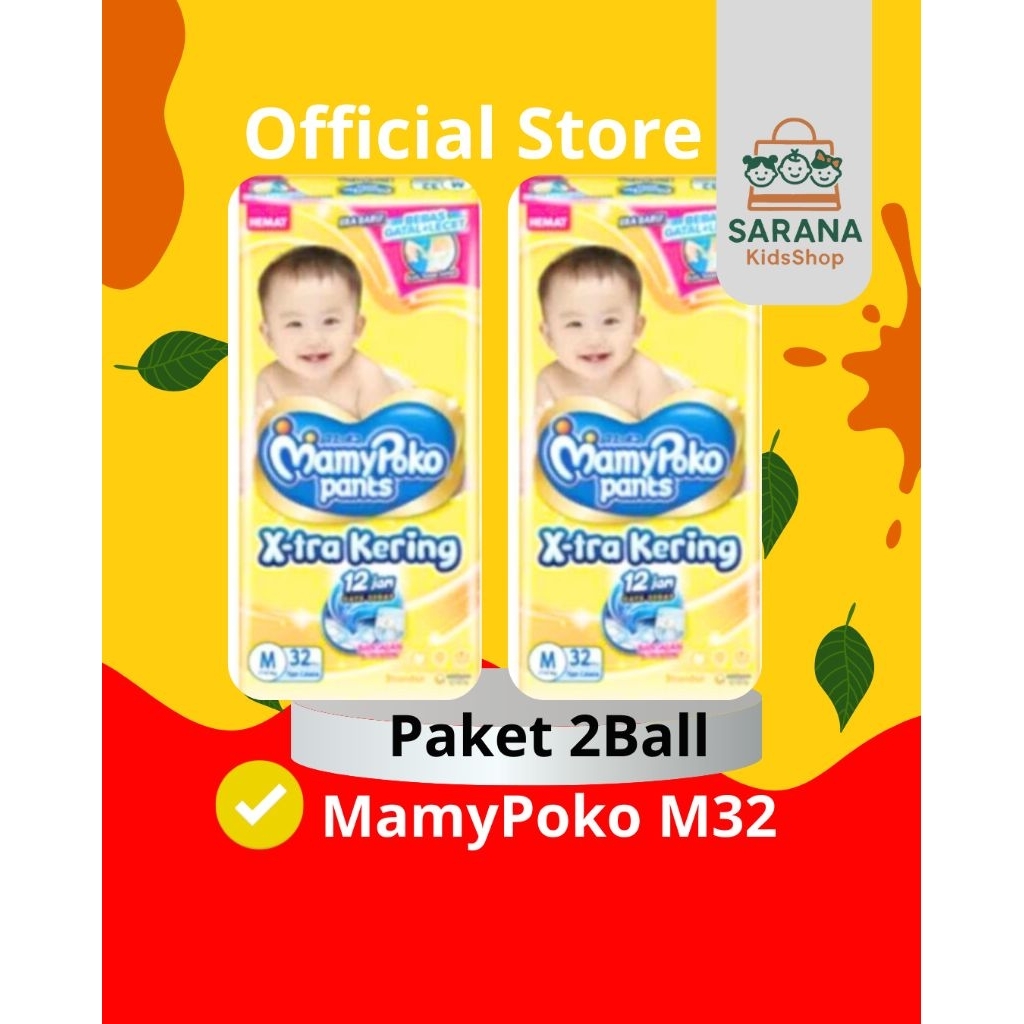 (Paket 2Ball) MamyPoko Pants M32 Termurah