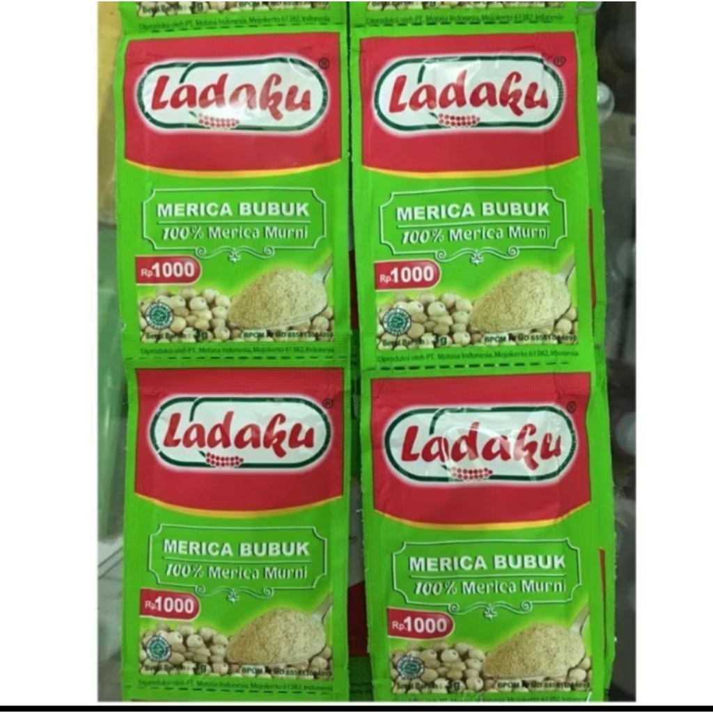 

Ladaku Merica Bubuk Sachet | 1 Pack Isi 12 Renteng (1 Renteng = 12 Pcs)