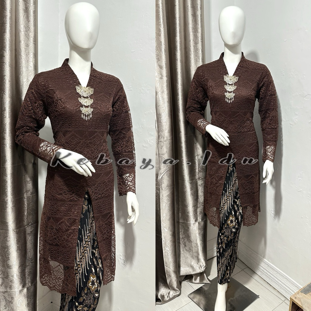 (Free Bross) Kebaya Modern Tunik Busui Kerah V - Kebaya Brokat - Kebaya Hitam - Kebaya Putih - Kebay