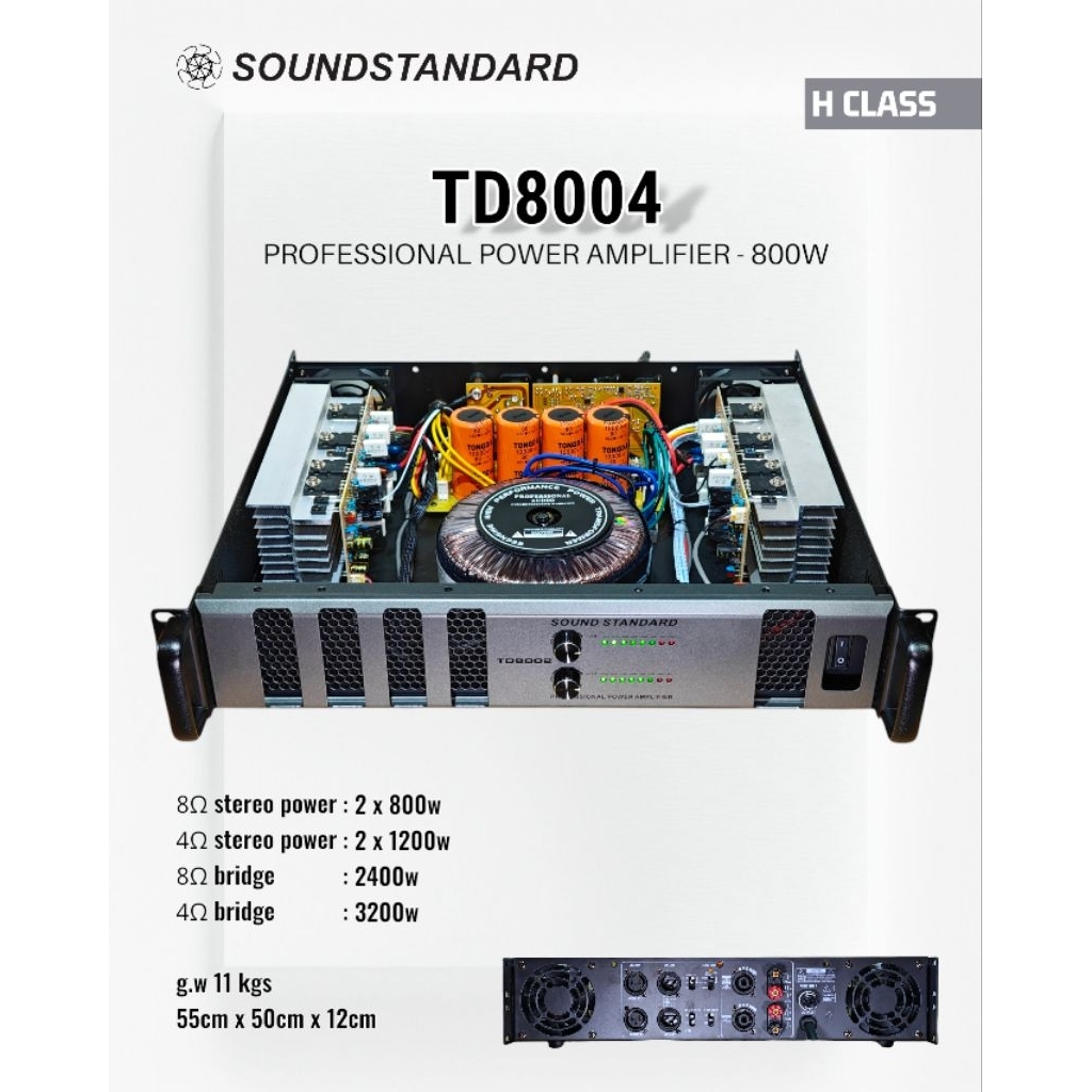 Power Amplifier / Soundstandard TD8002 / Kelas H / 2 Channel / SS TD 8002 2CH 2 Chanel - 800W