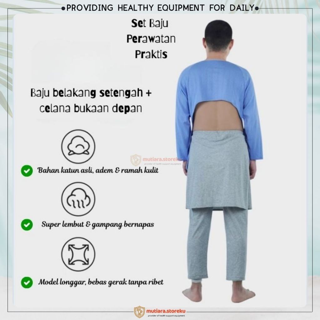 Set Baju Perawatan Lansia & Pasien Sakit – Adem, Praktis, Mudah Dipakai