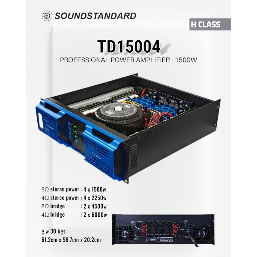Power Amplifier / Soundstandard TD15004 / Kelas H / 4 Channel / SS TD 15004 4CH 4 Chanel - 1500W