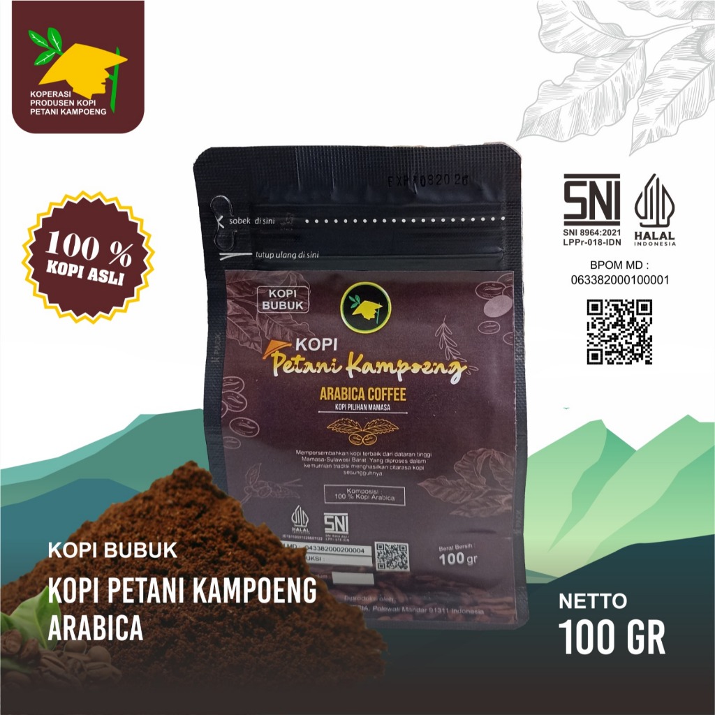 

KOPI BUBUK KOPI PETANI KAMPOENG 100gr | KOPI ARABICA | 100 % KOPI ASLI | KOPI MAMASA SULBAR | KOPI JUARA | KOPI INDONESIA