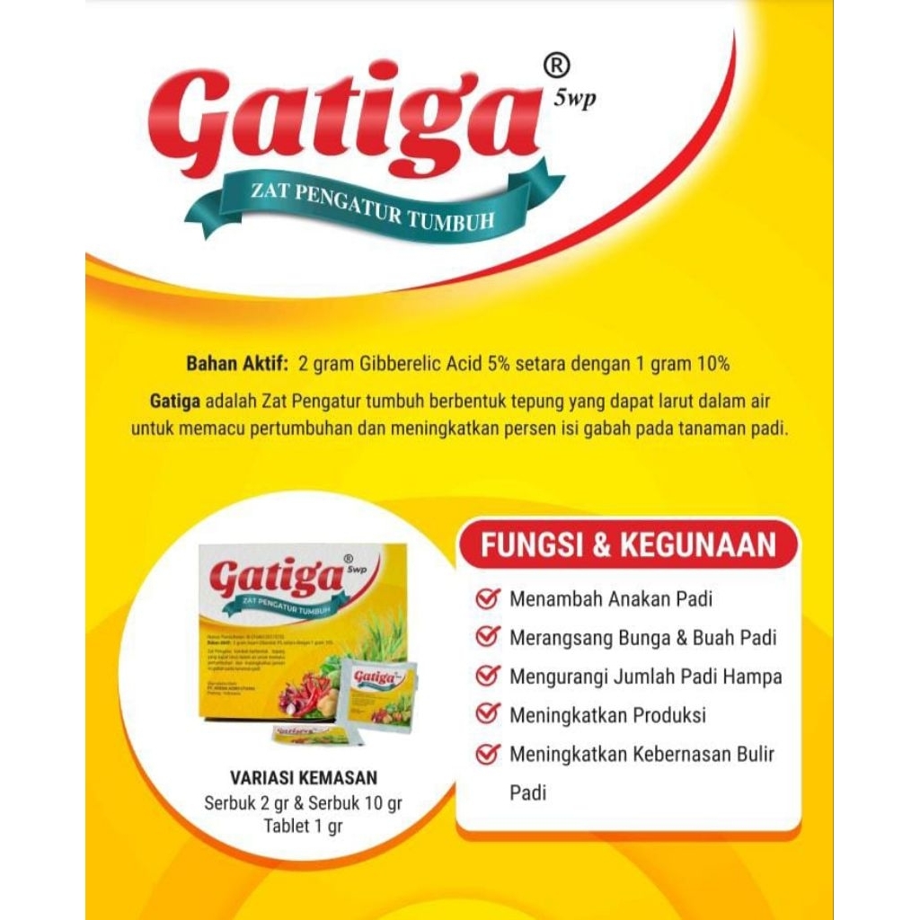 Gatiga ZPT 2 gr || Perangsang Buah Padi | Penambah Anakan Padi | Pengurang Padi Hampa | Bentuk Serbu