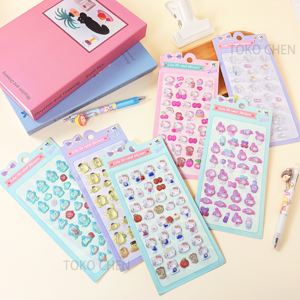

Stiker 3D Relief Sanrio Karakter Lucu - Hello Kitty, Cinnamoroll, My Melody | Sticker Dekorasi Journal, Casing HP, Scrapbook