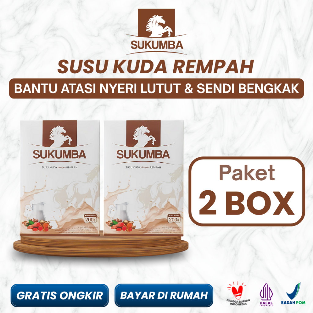 

2 Box SUKUMBA Susu Kuda Sumbawa Asli BPOM - Atasi Nyeri Lutut & Sendi Bengkak - Isi 200 Gram