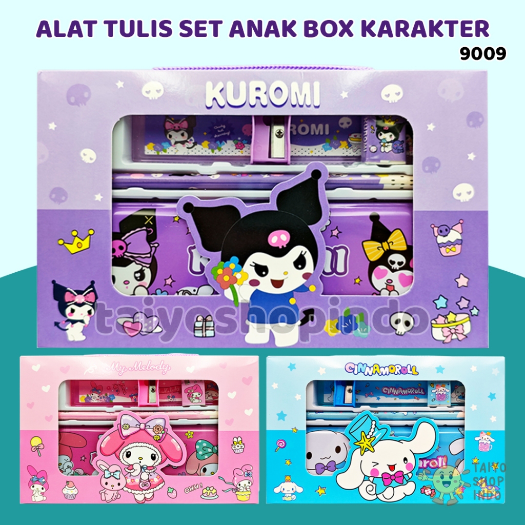 

TAIYO Alat Tulis Set Anak Box Karakter Sanrio Cinnamoroll Kuromi Melody Stationery Study Set