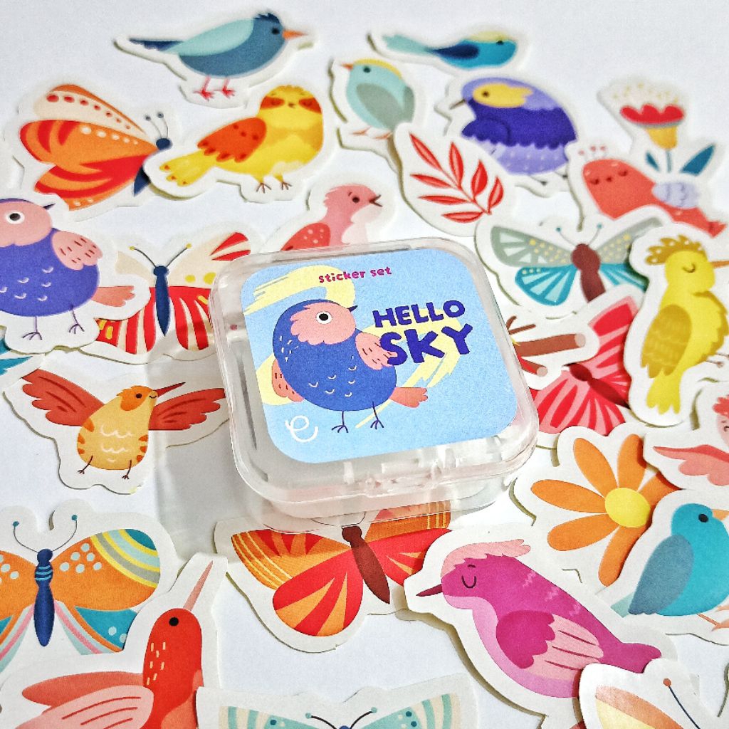 

[ELAVO] Hello Sky Stiker Lucu Aesthetic Deco Sticker DIY Scrapbook Diary Planner Burung & Kupu-Kupu