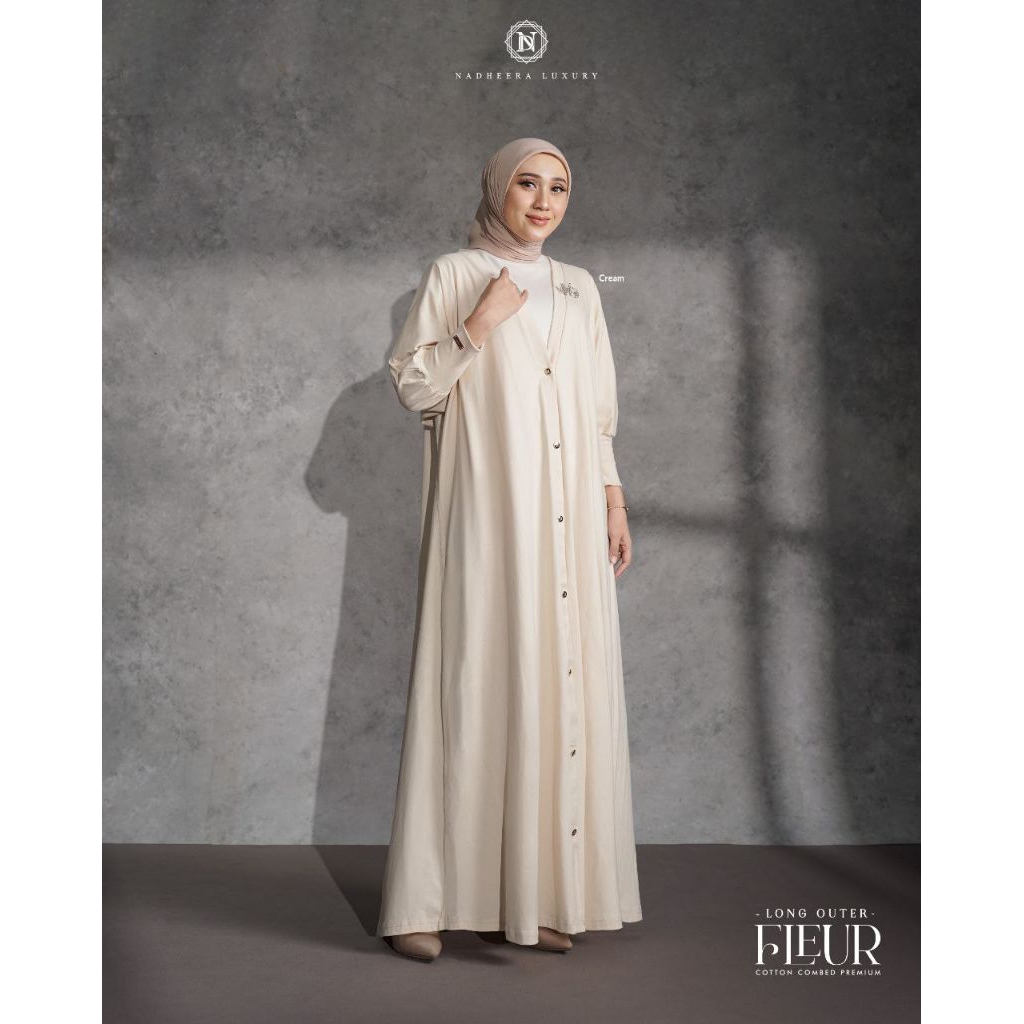 FLEUR OUTER LONG SERIES TERBARU NADHEERA LUXURY✅ BISA COD ✅ OUTER CARDIGAN PANJANG