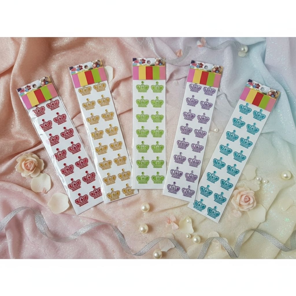 

INS Pop - Stiker Bling-Bling Motif Mahkota Warna Warni Bisa Di Tempel Mana Saja || Label dan Stiker