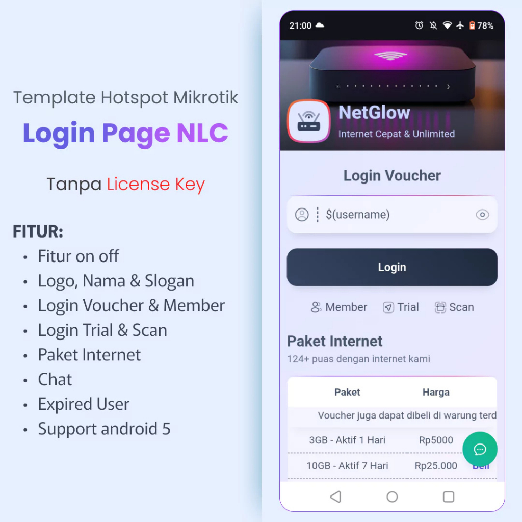 Login Page Premium Hotspot Voucheran Mikrotik NLC