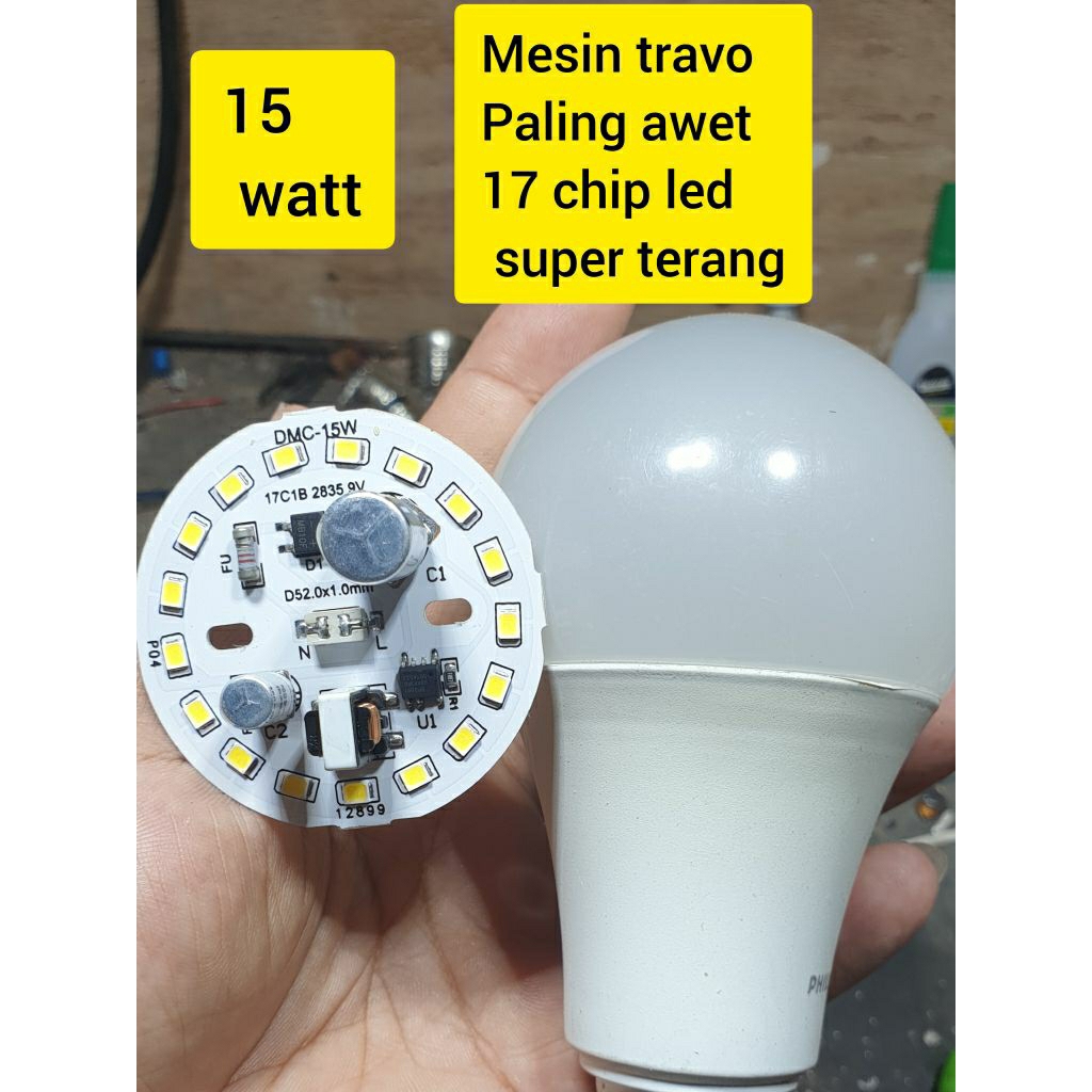 Lampu led rekondisi 15 watt mesin baru acr travo