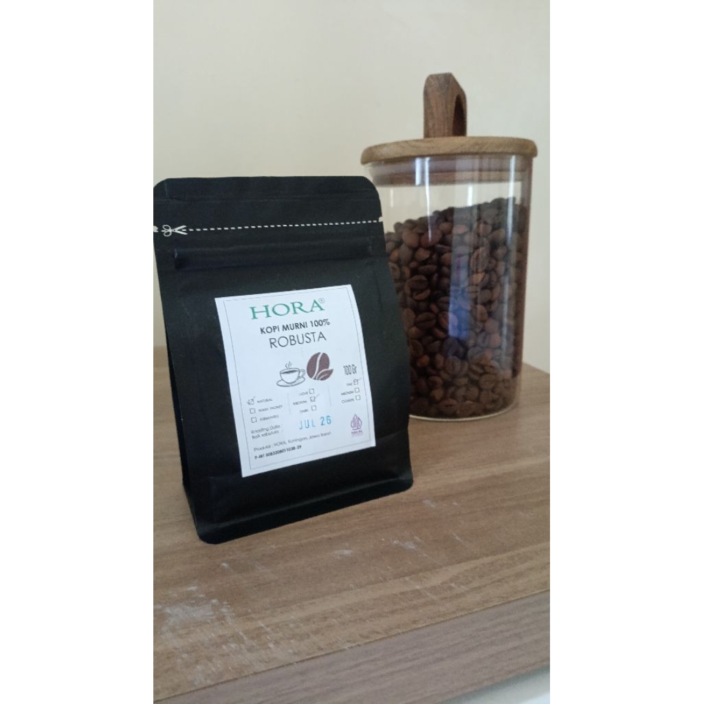 

Kopi bubuk / Kopi murni robusta 100 gr (HORA kopi murni 100%).