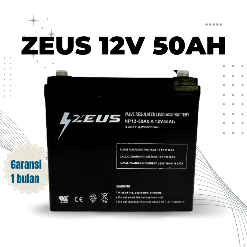 Aki Baterai Battery VRLA Zeus 50 Ampere 12v50ah