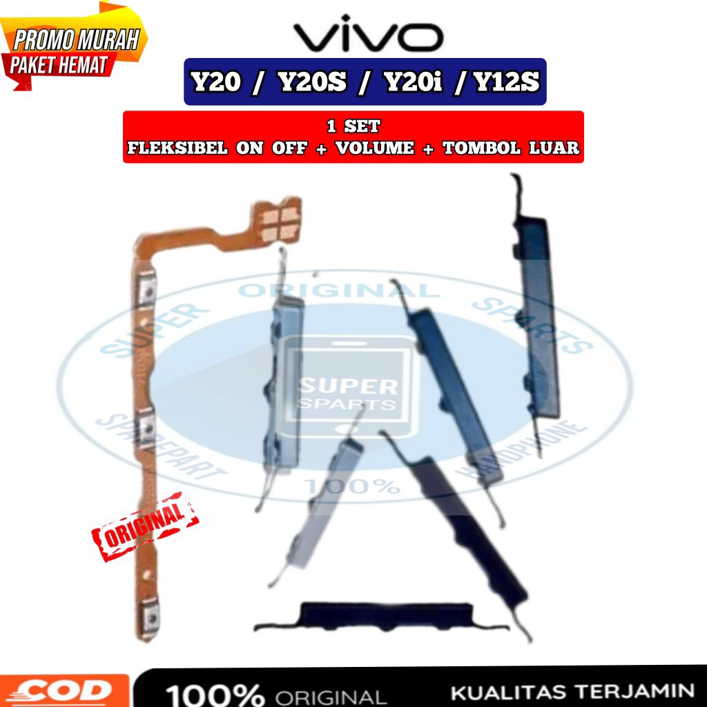 Flexible Tombol On Off Volume VIVO Y20 / Y20S / Y20i / Y12S - Satu Set Original Fleksibel Power On o