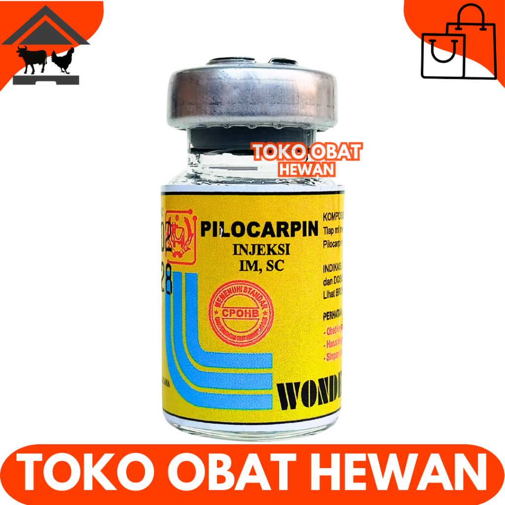PILOCARPIN INJ 5ML WONDER - Obat Kembung Hewan & Kolik Sapi Kuda Kambing Domba Anjing Kucing