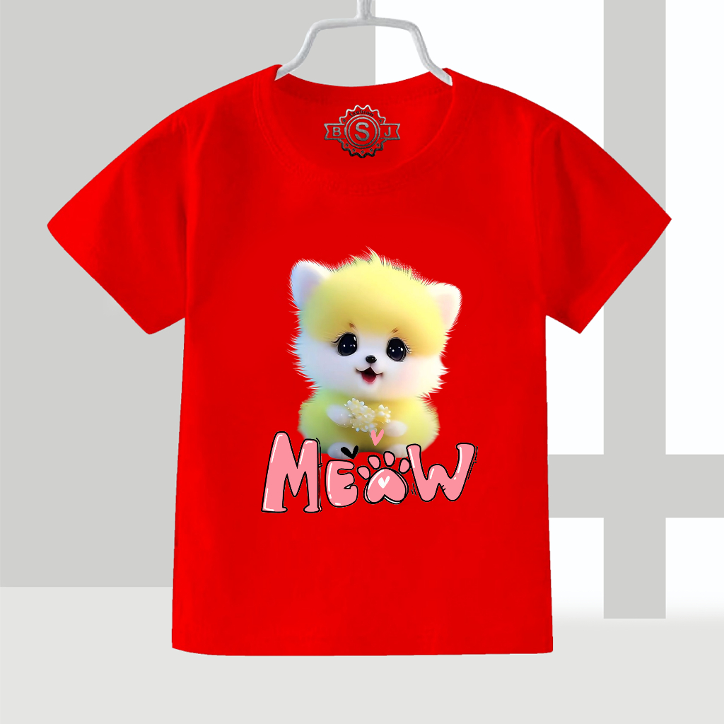 Baju Kaos Anak Cewek Cowok Bergambar Kucing Miau Print 1-9 Thn/Baju Atasan Anak Perempuan