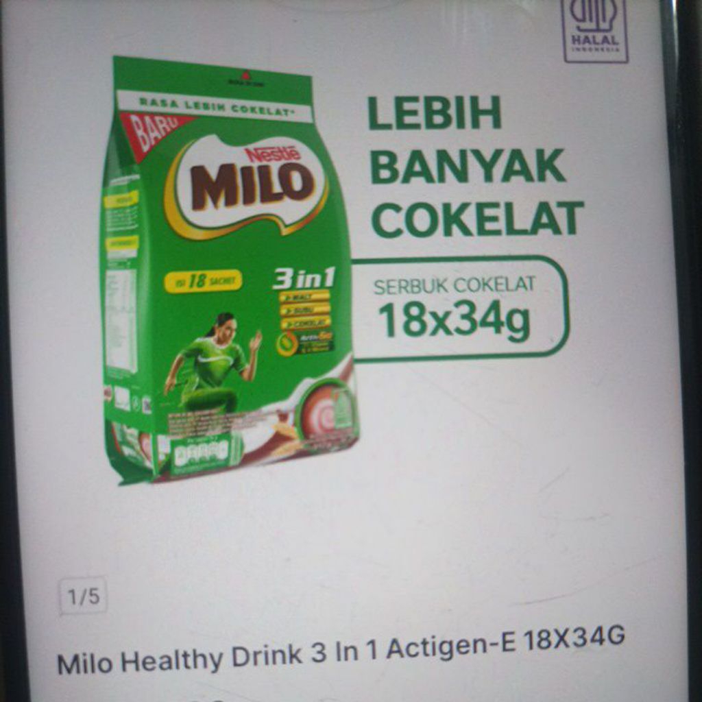 

Milo actigen- E 18 x 34gram / Milo 3in 1 active - go/ susu milo minuman coklat